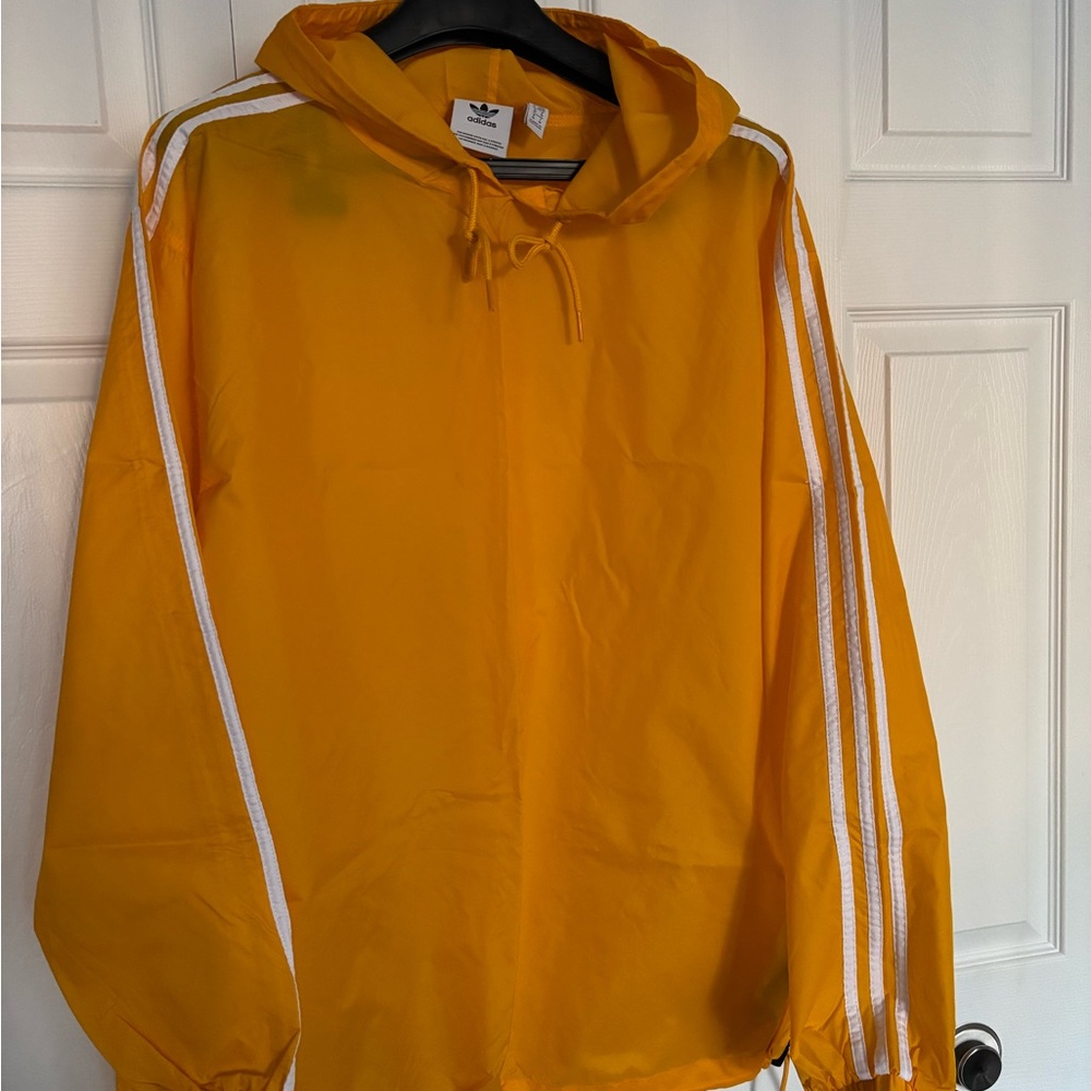 Adidas Yellow Hoodie with White Stripes